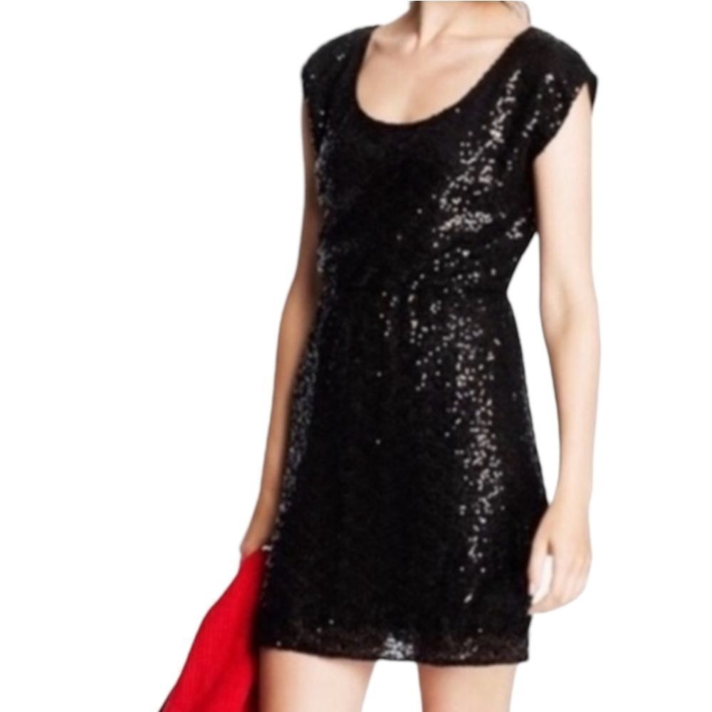 🔹️J. Crew Black Sequined Sassy Sleeveless Little Black Dress Size 4